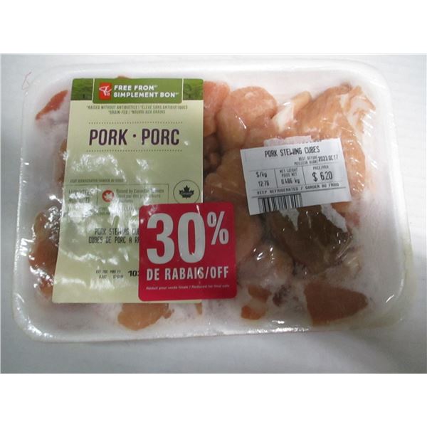 SHELF PULLS (AS IS):  PORK STEWING CUBES (APPROX. $6.20)