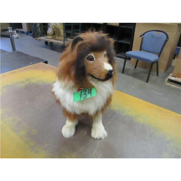 ESTATE:  COLLIE DOG ORNAMENT MADE WITH REAL SHEEP FUR