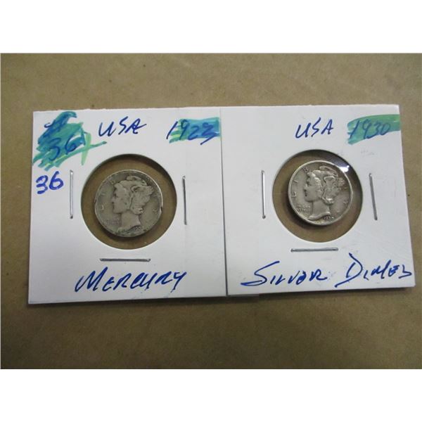 1923 - 1930 USA MERCURY SILVER DIMES