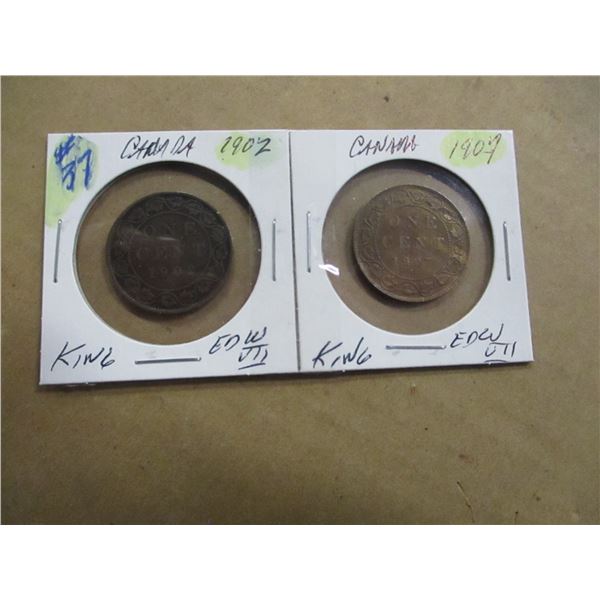 1902 - 1907 CANADA KING EDWARD VII LARGE PENNIES