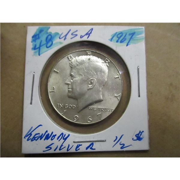 1967 USA KENNEDY SILVER HALF DOLLAR