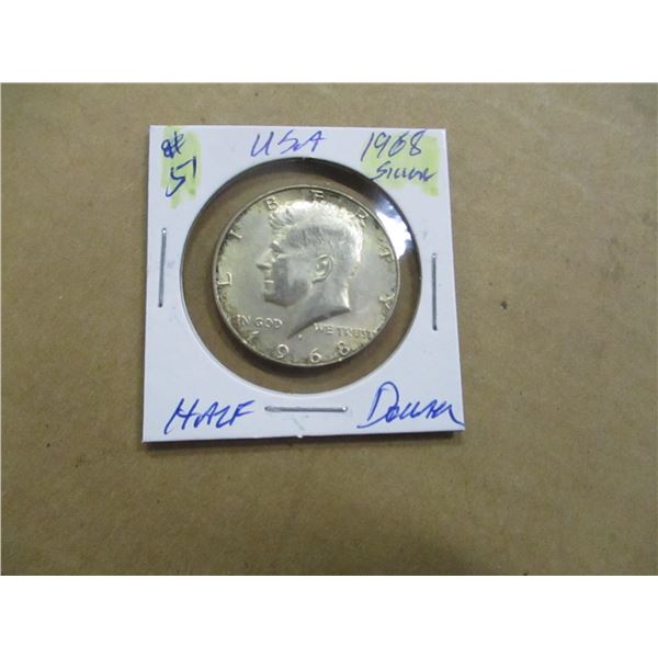 1968 USA KENNEDY SILVER HALF DOLLAR