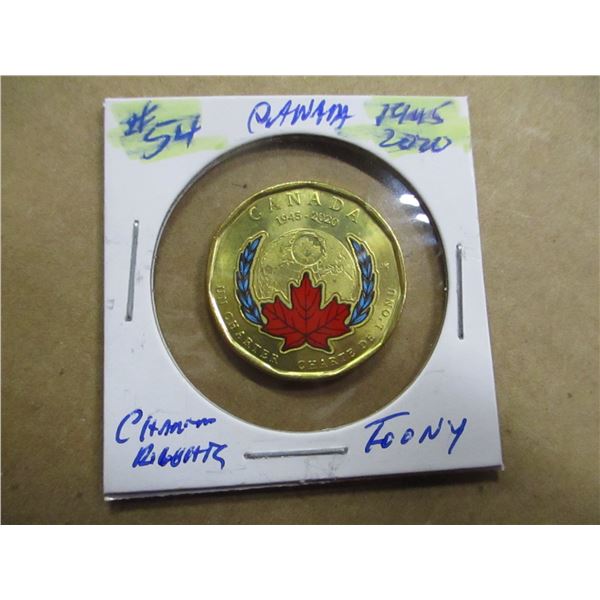 1945 - 2020 CHARTER OF RIGHTS BU COLORED TOONIE