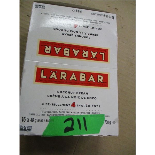 SHELF PULLS (AS IS):  COCONUT CREAM LARABARS (16) - BOX