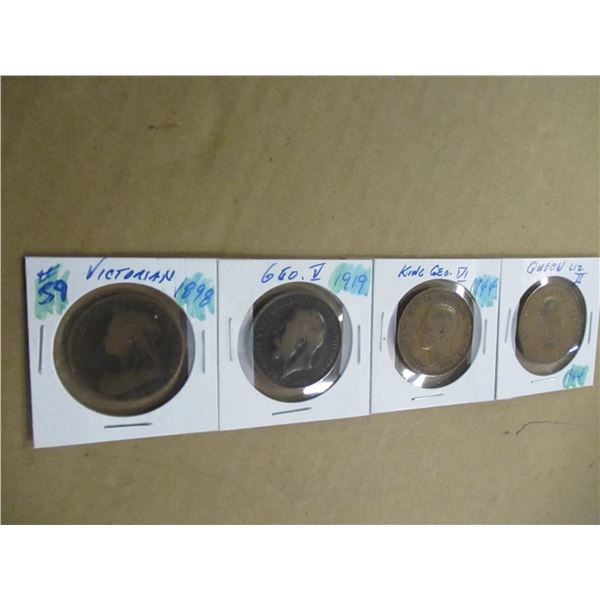 1898 VICTORIAN, 1919 KGV, 1944 KGVI & 1964 QEII LARGE PENNIES