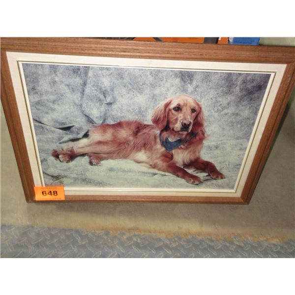 SEIZURE FRAMED DOG OIL PAINTING