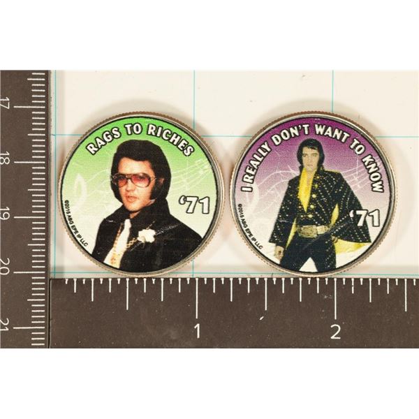 2-ELVIS PRESELY OVERLAYS ON BU KENNEDY HALVES