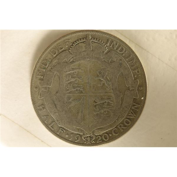 1920 GREAT BRITAIN SILVER 1/2 CROWN .2273 OZ. ASW