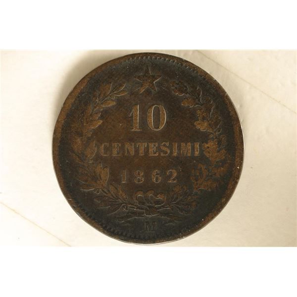 1862-M ITALY 10 CENTESIMI