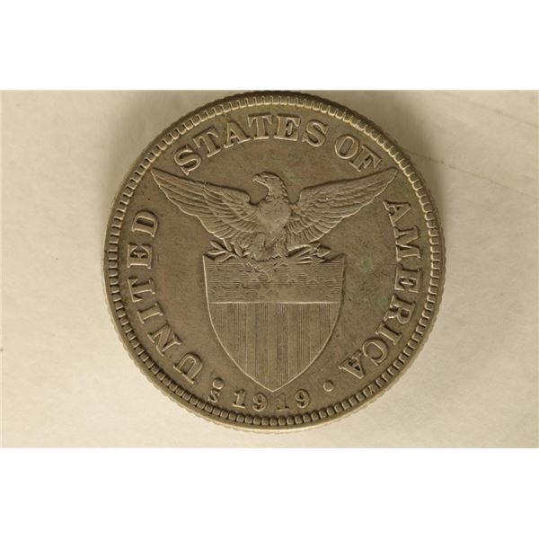 1919-S US PHILIPPINES SILVER 50 CENTAVOS .2411 OZ