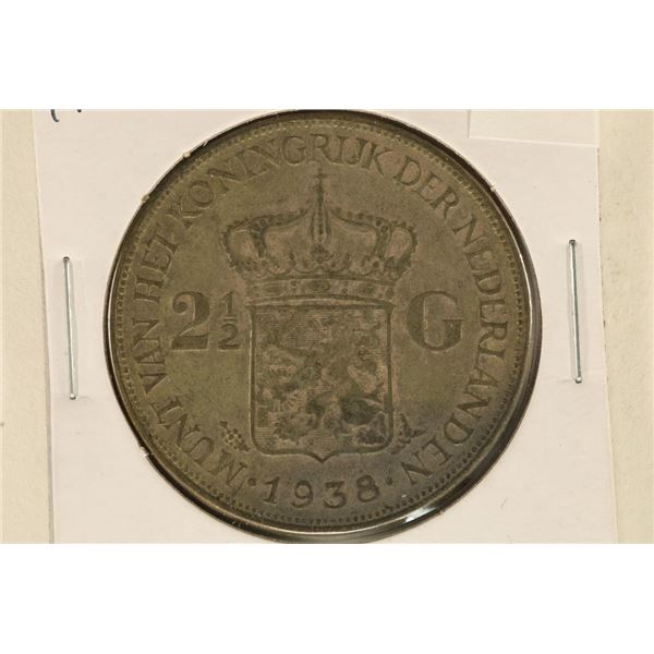 1938 NEDERLANDS SILVER 2 1/2 GULDEN .5787 OZ. ASW