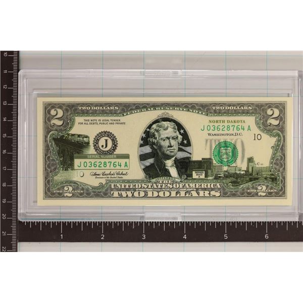 2003-A US $2 FRN WITH NORTH DAKOTA OVERLAY CU