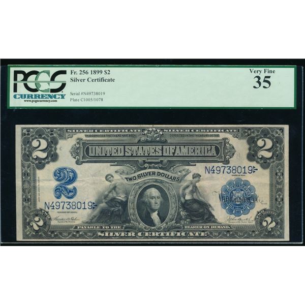 1899 $2 Mini Porthole Silver Certificate PCGS 35