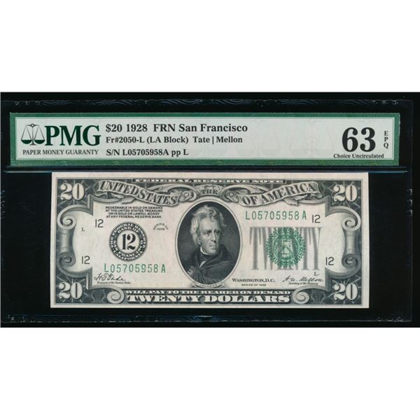 1928 $20 San Francisco FRN PMG 63EPQ