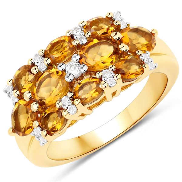 Plated 14KT Yellow Gold 2.28ctw Citrine and White Topaz Ring