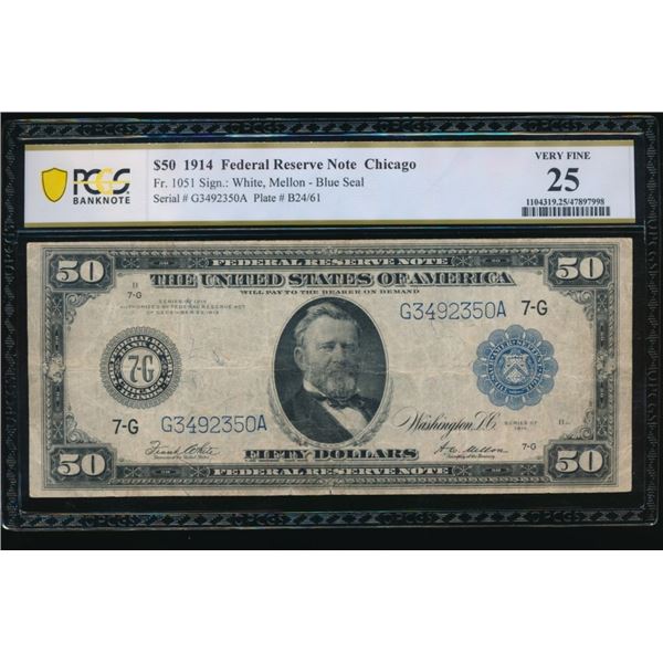 1914 $50 Chicago FRN PCGS 25