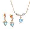 Plated 18KT Yellow Gold 3.10ctw Blue Topaz and Diamond Pendant with Chain and Earrings