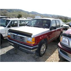 1992 FORD EXPLORER LL RED/WHITE A/C CRUISE AL