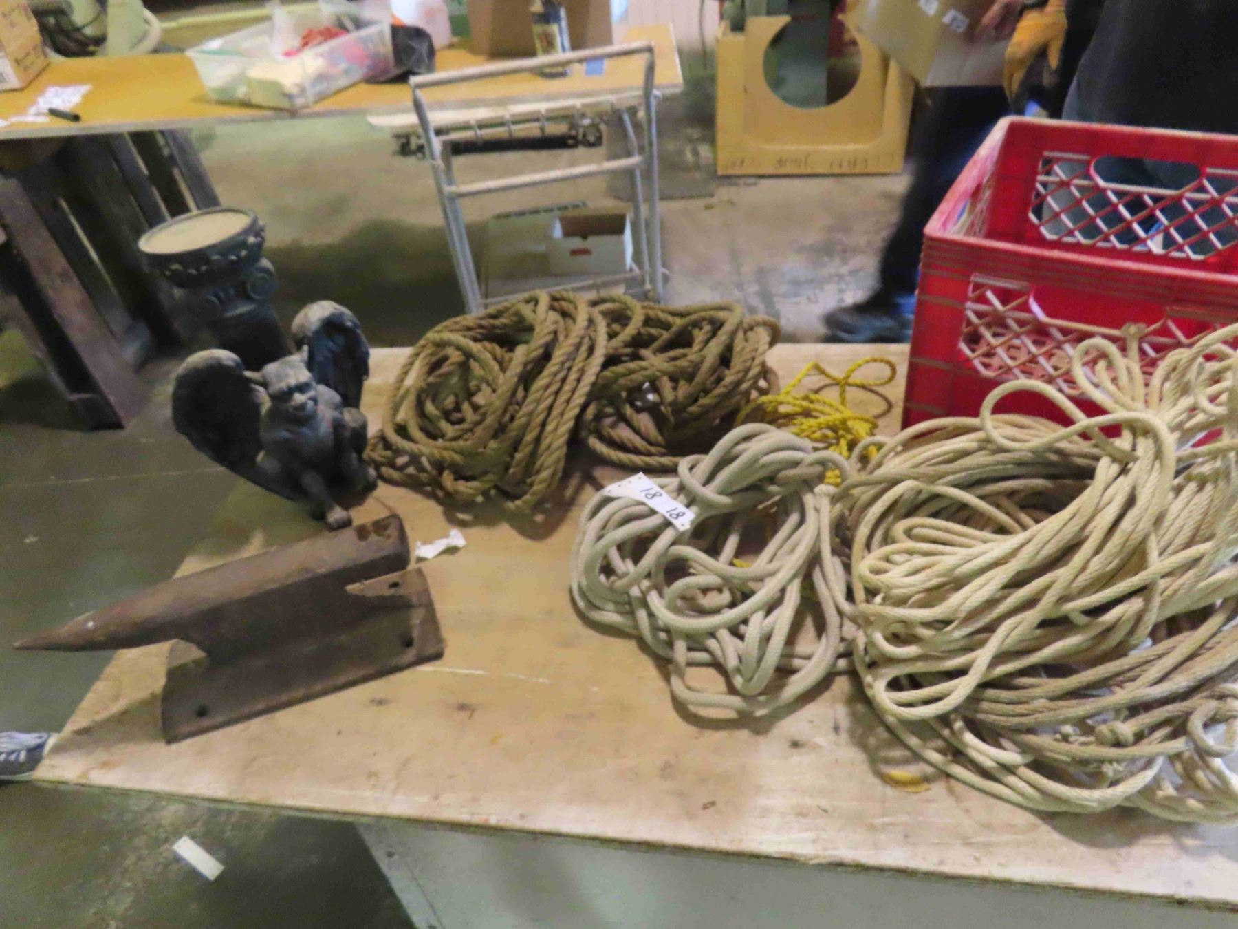 Anvil With Rope Rope , Railroad Iron Anvil , Gargoyle Yard Display - McSherry Auction ...