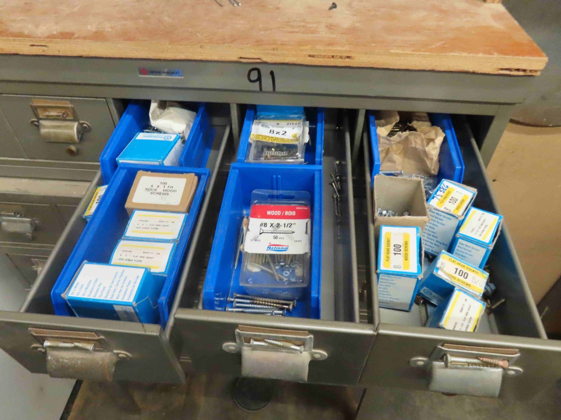 Metal Stacking 25 Drawer Index Cabinet Full of Various