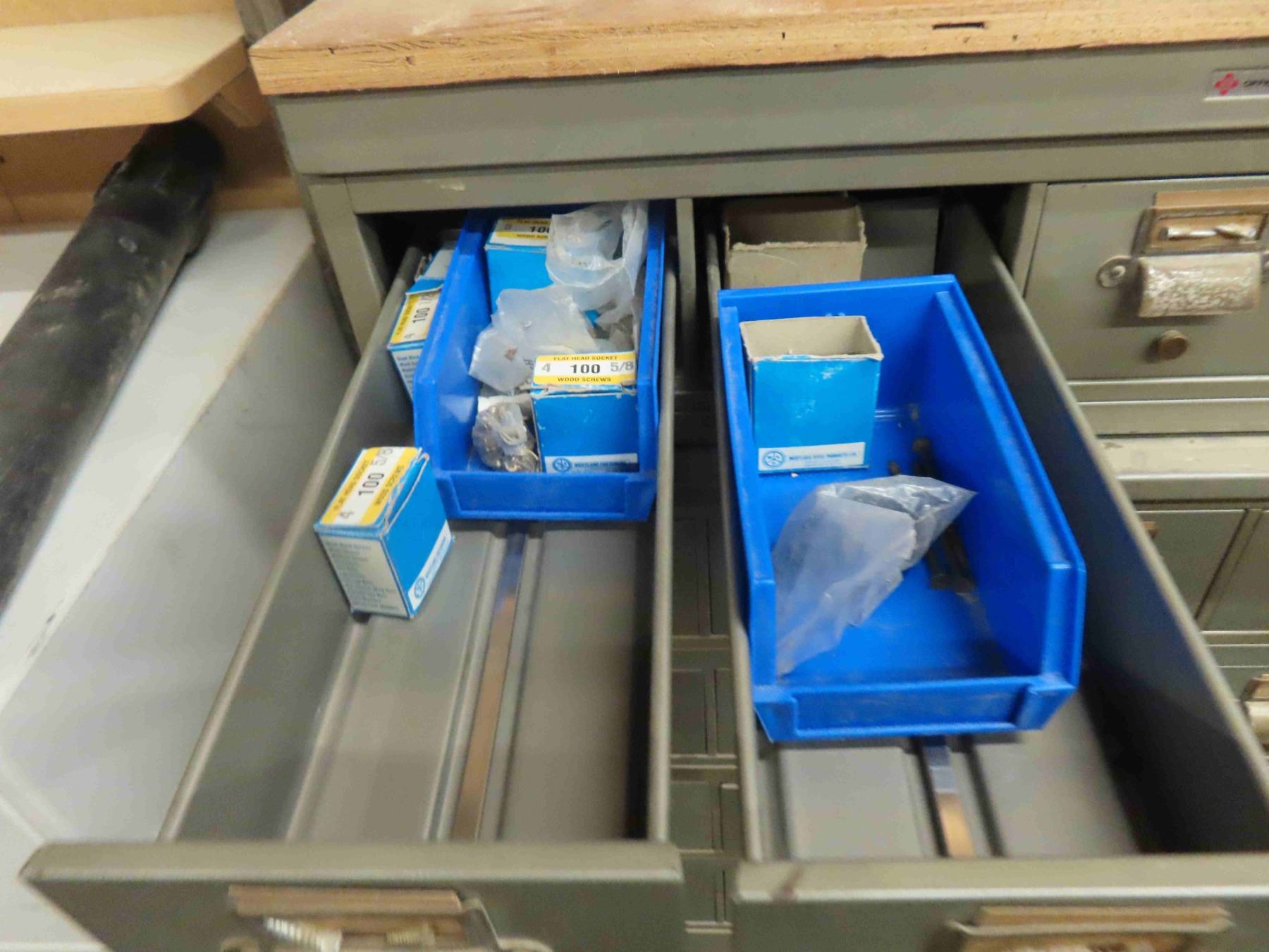 Metal Stacking 25 Drawer Index Cabinet Full of Various