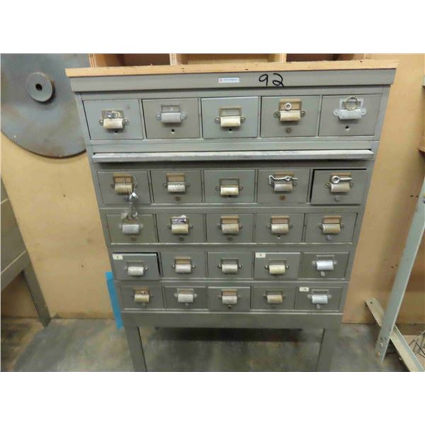 Metal Stacking 25 Drawer Index Cabinet Full of Hardware
