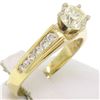 Image 2 : 14k Yellow Gold Round Diamond Solitaire Engagement Ring w/ 12 Graduated Accents