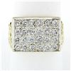 Image 1 : FIERY Men's 14K Gold 1.44 ctw Round Brilliant Pave Diamond Open Platter Ring