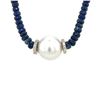 Image 1 : Pearl, Sapphire, & Diamond Necklace - 14KT White Gold