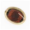 Image 4 : Antique 14K Yellow Gold Sideways Oval Carved Brown Glass Cameo Floral Pin Brooch
