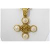 Image 2 : Chanel Gold-tone Meta CC Cross Faux Pearl Pendant Necklace