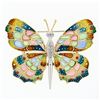 Estate 18k Gold Large Colorful Plique a Jour Enamel Diamond Butterfly Brooch Pin