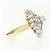 Image 5 : Vintage 14k White Yellow Gold .62 ctw Round Diamond Spray Cluster Cocktail Ring
