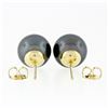 Image 2 : Simple Classic 18k Gold Large 10.75mm Round Gray Tahitian Pearl Stud Earrings