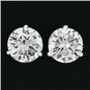 Image 6 : NEW 14k White Gold 3.03 ctw Martini Prong Set GIA Round Diamond Stud Earrings