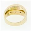 Image 6 : Vintage 14k Gold 3 Single Cut Diamond Wide Florentine Finished Concave Band Ring