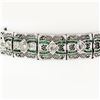 Image 5 : Antique Art Deco 14k White Gold 3.60 ctw Diamond & Emerald Filigree Line Bracele