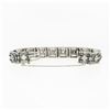 Image 8 : Antique Art Deco 14k White Gold 3.60 ctw Diamond & Emerald Filigree Line Bracele