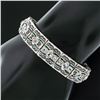 Image 9 : Antique Art Deco 14k White Gold 3.60 ctw Diamond & Emerald Filigree Line Bracele