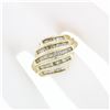 Image 3 : 14k Yellow Gold 1.15 ctw 5 Channel Baguette Diamond Wide Tiered Swirl Band Ring