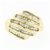 Image 4 : 14k Yellow Gold 1.15 ctw 5 Channel Baguette Diamond Wide Tiered Swirl Band Ring