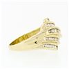 Image 5 : 14k Yellow Gold 1.15 ctw 5 Channel Baguette Diamond Wide Tiered Swirl Band Ring