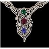 Image 2 : 11.56 ctw Ruby, Sapphire, Emerald and Diamond Necklace - 14KT White Gold