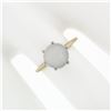 Image 3 : Antique Victorian 14k Gold 8.3mm Round Cabochon Moonstone 6-Prong Solitaire Ring