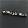 Image 2 : Antique Art Deco 14k White Gold Mine Cut Diamond Open Filigree Bar Pin Brooch