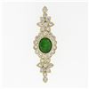 Image 3 : Vintage 18k Yellow Gold GIA Green Jade & 1.90 ctw Round Diamond Flower Pin Brooc