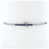 Image 3 : 18K Blackened White Gold 7" 1.44 ctw Round Sapphire & Diamond Line Tennis Bracel
