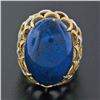 Image 2 : Vintage 18K TT Gold Cabochon Lapis Lazuli Textured Crescent Large Cocktail Ring