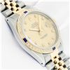 Image 3 : Rolex Mens 2T Champagne Diamond & Sapphire Datejust Wristwatch 36MM