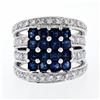 Image 3 : New 18K White Gold 3.15 ctw Calibre Square Sapphire Cluster Quad Row Diamond Rin